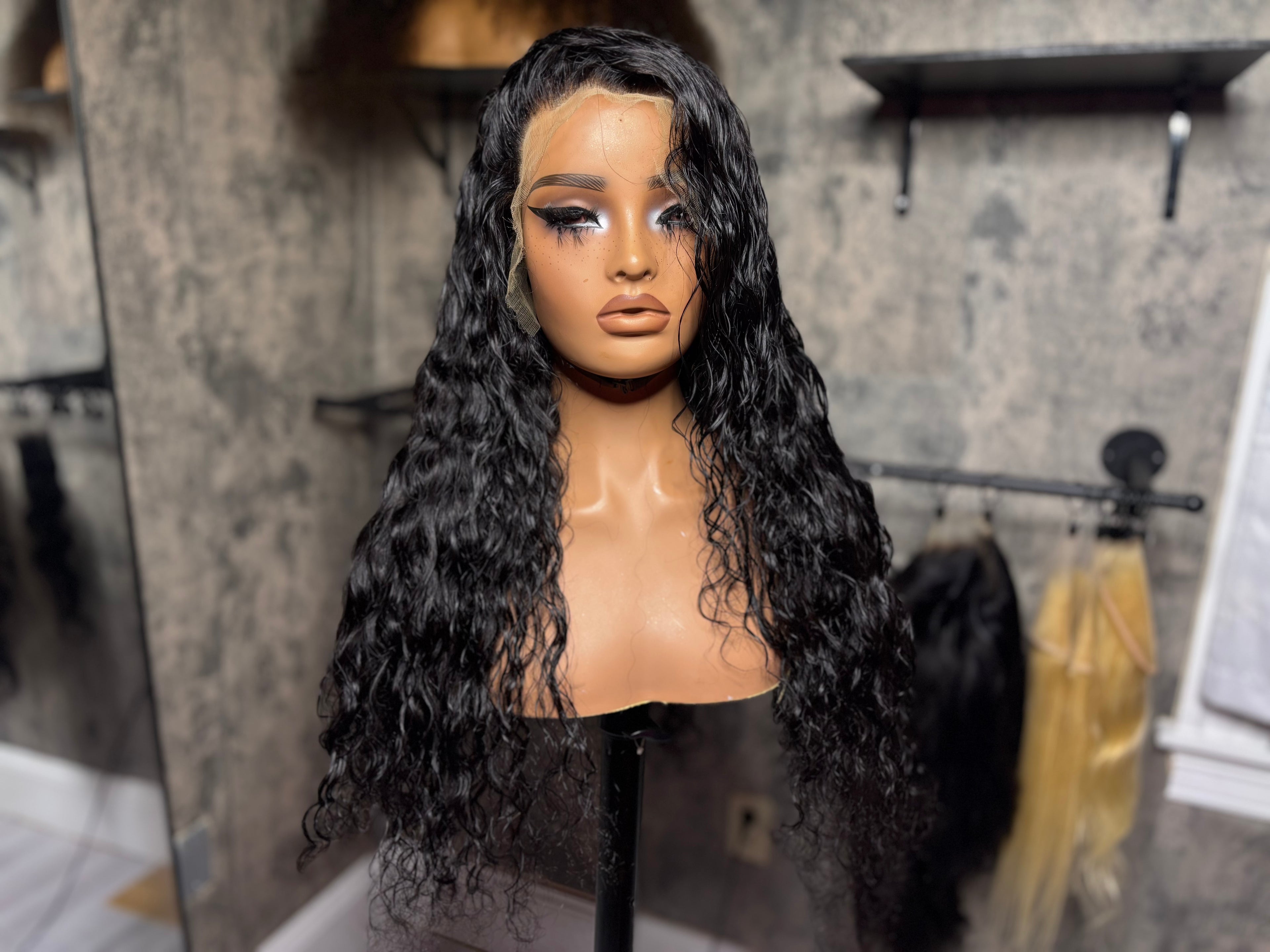 Black Water  Wave  Wave 22 inch HD Human Hair Lace Front Wig 13x6 300% (Copy)
