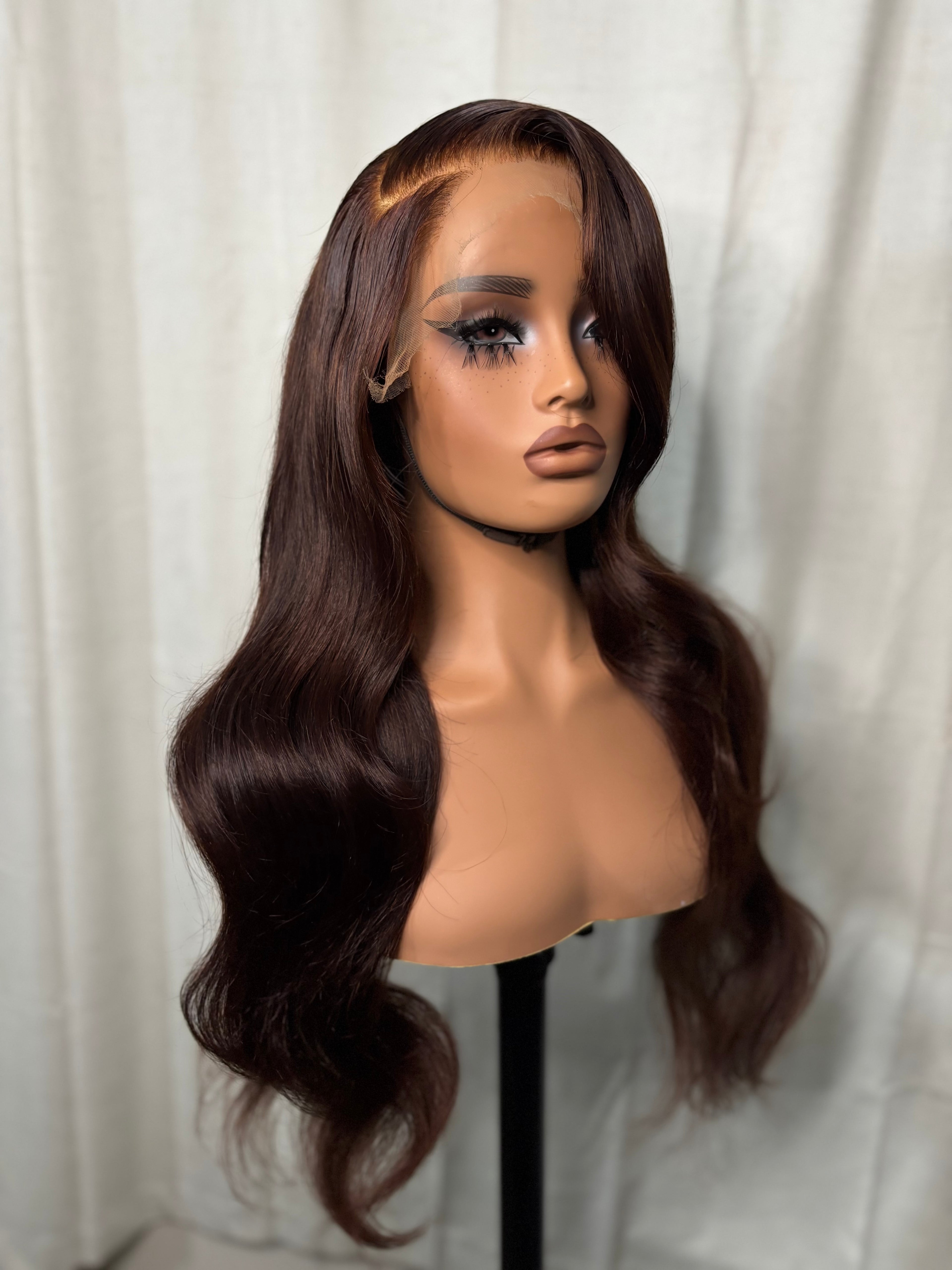 Brown 24inch Body wave inch HD Human Hair Lace Front Wig 13x6